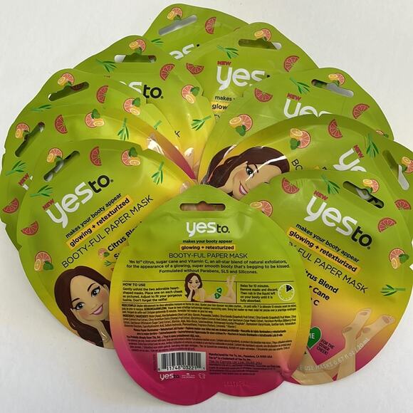 YesTo Booty-Ful Paper Mask Glowing Retexturized Lot of 10 Citrus Blend Vit C - Picture 4 of 4